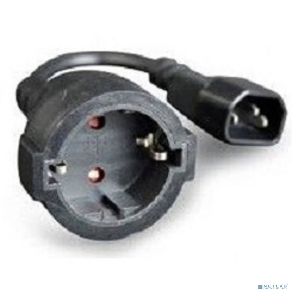 Bion Кабель-удлинитель питания 0.15м, C14 - Розетка с заземлением, 0.75мм, медь, 10А, черный