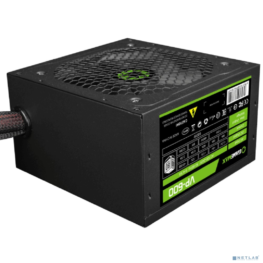 GameMax Блок питания ATX 600W VP-600 80+, Ultra quiet