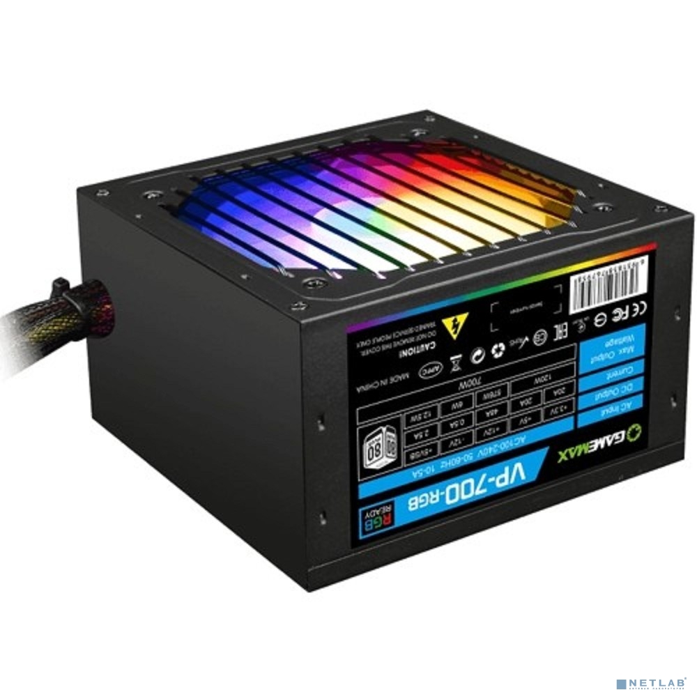 GameMax Блок питания ATX 700W VP-700-RGB 80+, Ultra quiet