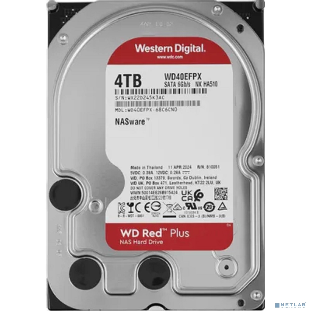4TB WD Red Plus WD40EFPX 3.5" 5400 RPM 256MB SATA-III NAS Edition (замена WD40EFZX)
