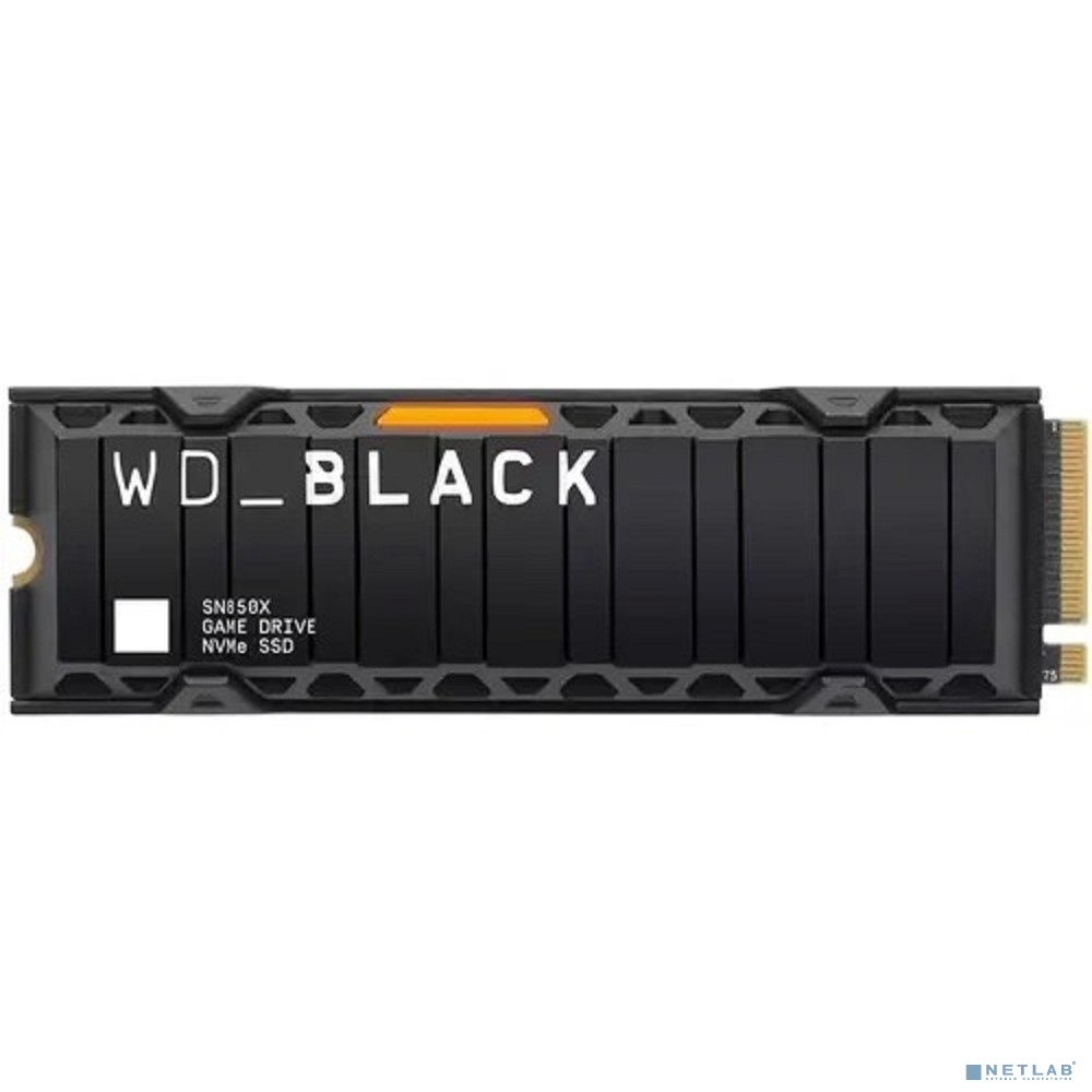 WD SSD Black SN850X, 1.0TB, M.2(22x80mm), NVMe, PCIe 4.0 x4, 3D TLC, R/W 7300/6300MB/s, IOPs 800 000/1 100 000, TBW 600, DWPD 0.3, with Heat Spreader (12 мес.)