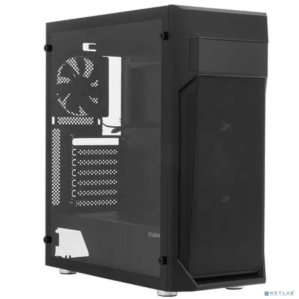 ZALMAN Z1 PLUS Корпус без БП, боковое окно (закаленное стекло), черный, ATX