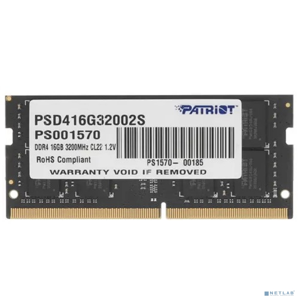 Модуль памяти для ноутбука SODIMM 16GB PC25600 DDR4 PSD416G32002S PATRIOT