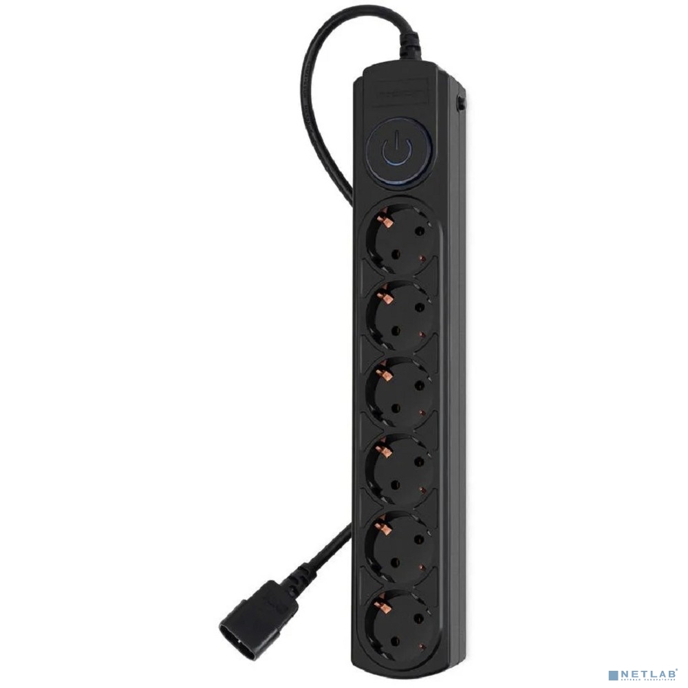Ippon Сетевой фильтр BK-6-UPS-1.8-10-B 1.8м (6 розеток) черный (коробка) (1804672)