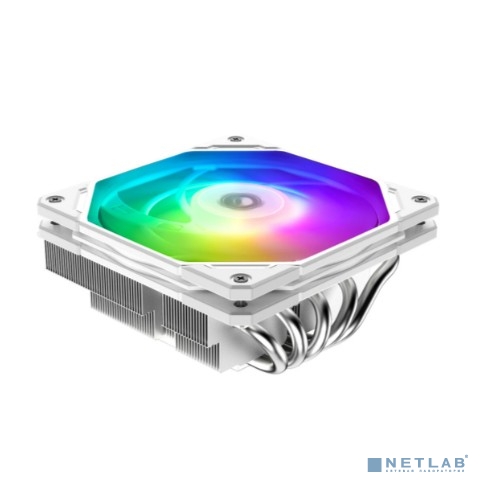 Cooler ID-Cooling IS-55 ARGB WHITE LGA1700/1200/115X/AM5/AM4 низкопрофильный высота 55mm (27шт/кор, TDP 125W, PWM, 5 тепл.трубок + медная база, ARGB FAN 120mm, белый) BOX