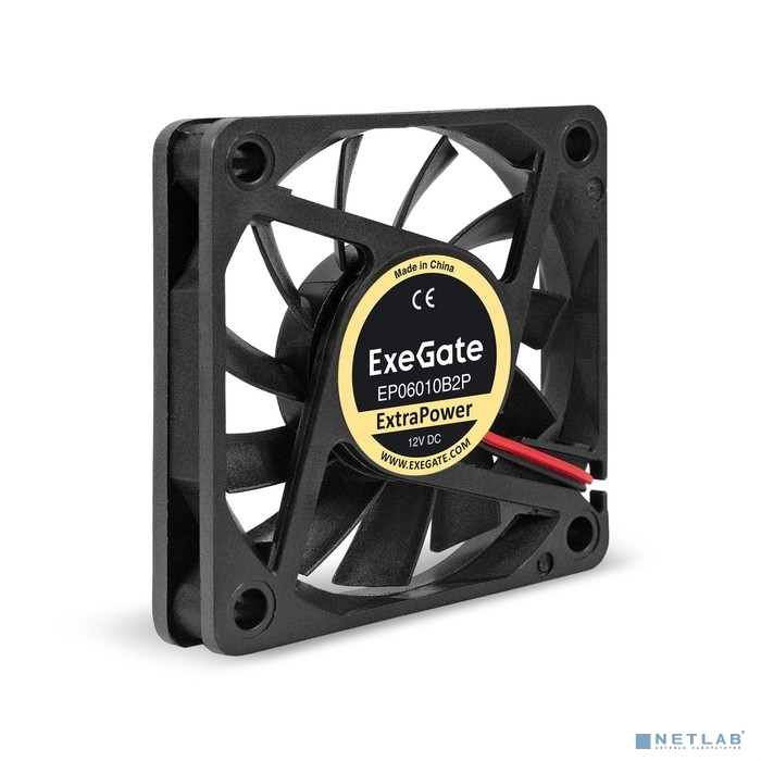 Exegate EX295224RUS Вентилятор 12В DC ExeGate ExtraPower EP06010B2P (60x60x10 мм, 2-Ball (двойной шарикоподшипник), 2pin, 3200RPM, 26dBA)