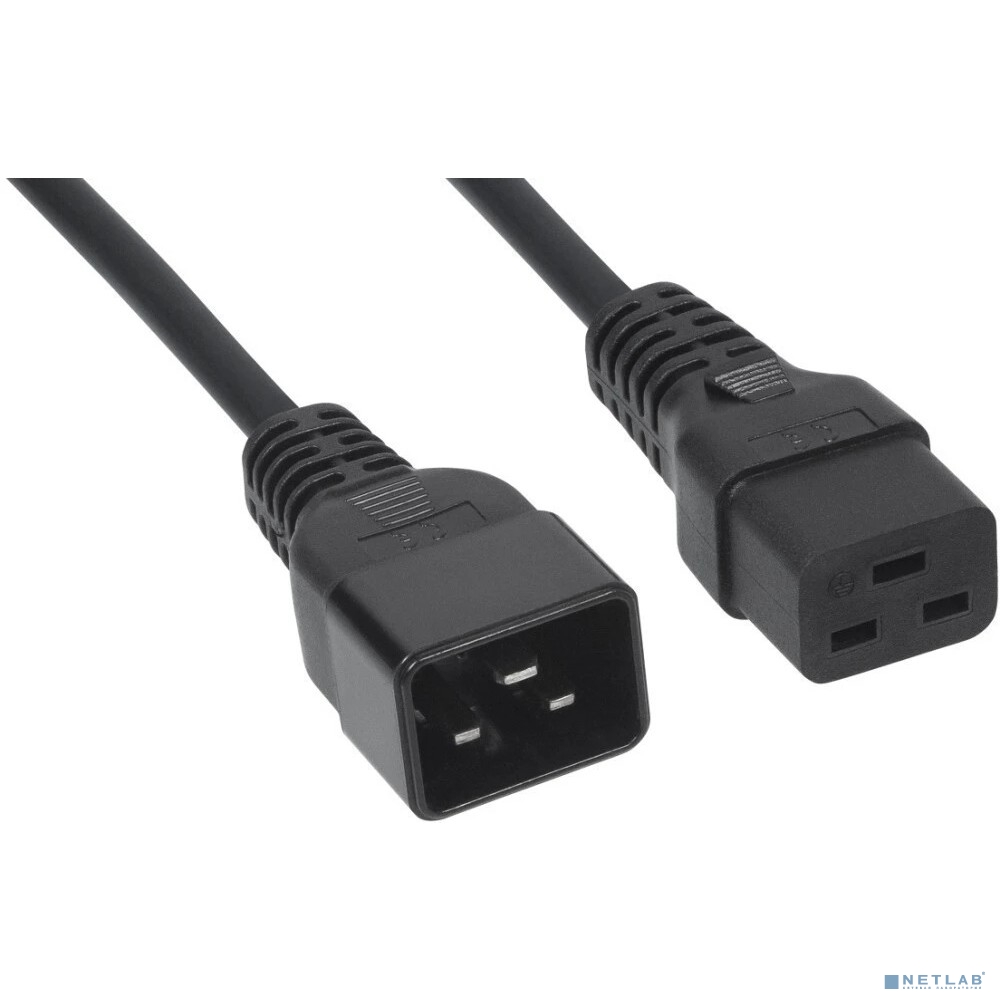 CABEUS PC-IEC19-IEC20-3M КАБЕЛЬ ПИТАНИЯ IEC 320 C19 - IEC 320 C20 (3X1.5), 16A, ПРЯМАЯ ВИЛКА, 3М